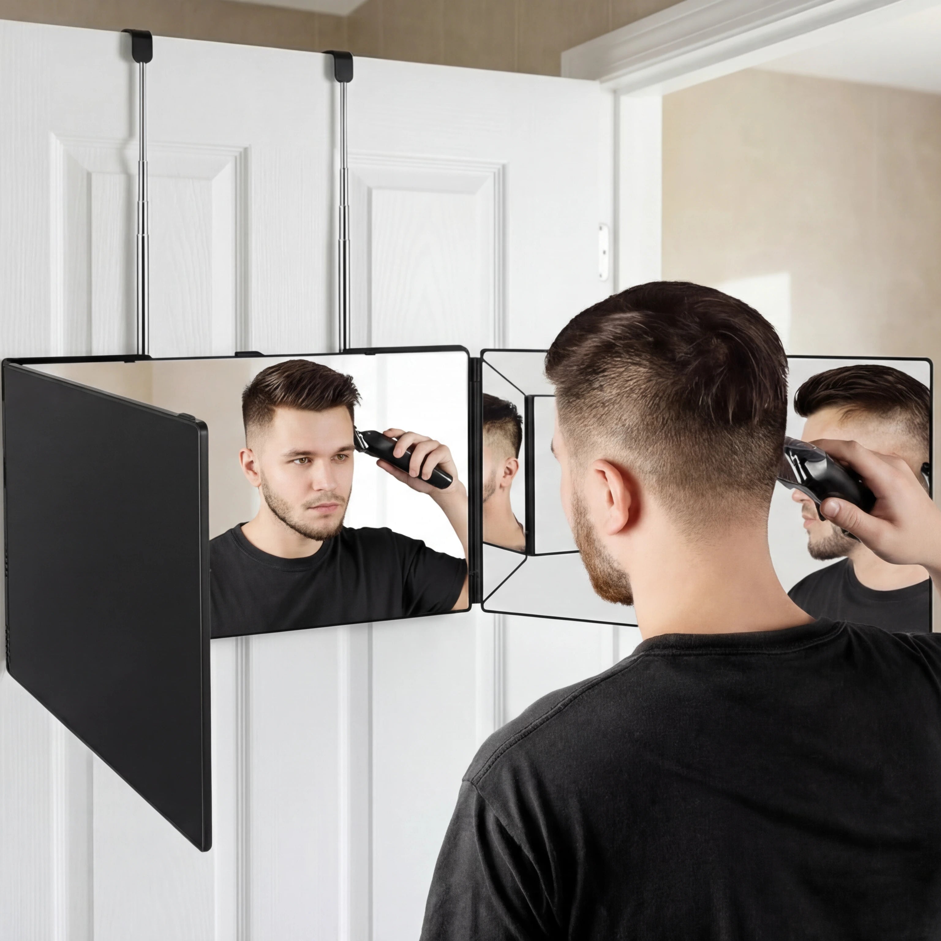 Miroir Triptyque 360° Ajustable pour Auto - Coupe - Pliable et Portable - Tondeuse professionnelle - LaTondeuse.com
