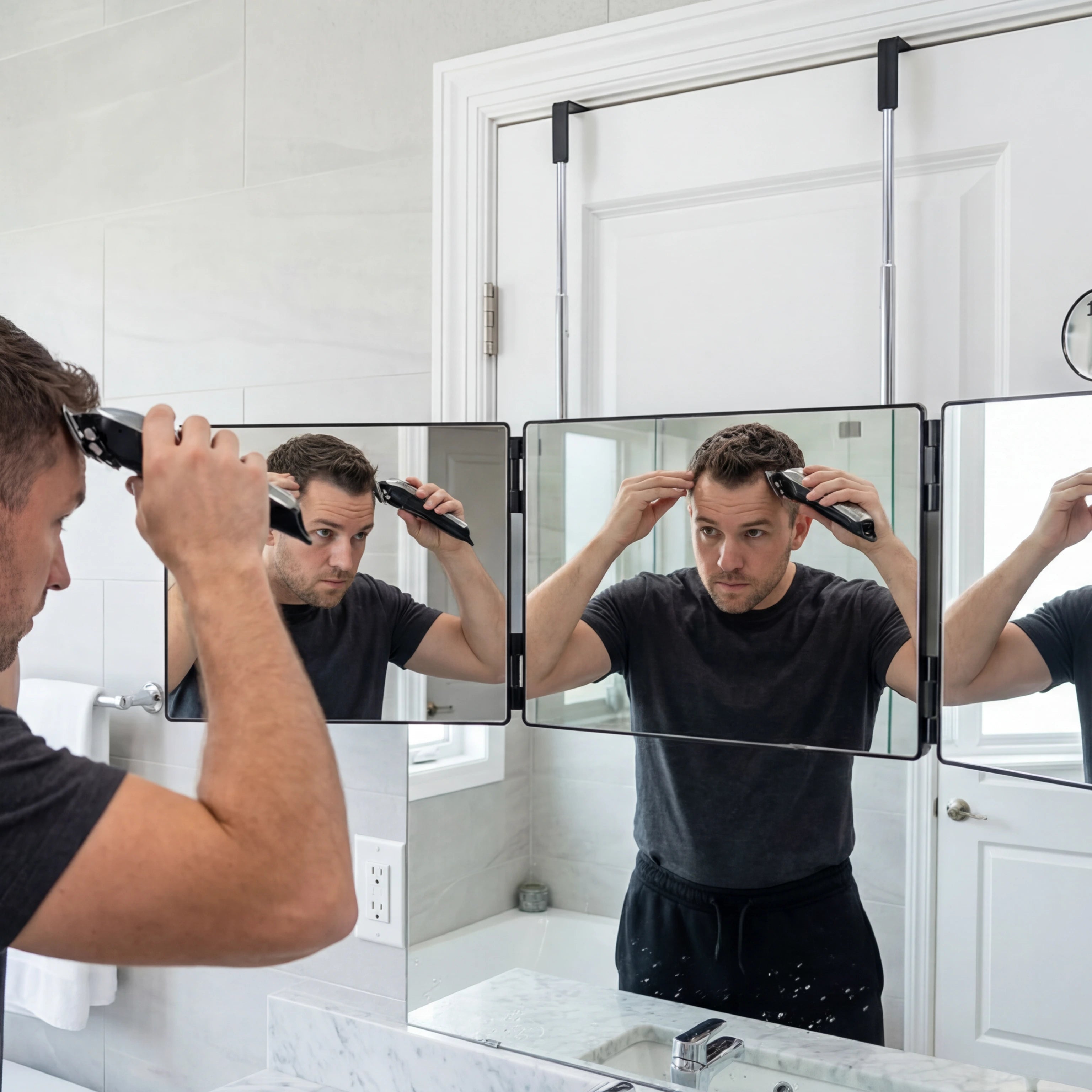 Miroir Triptyque 360° Ajustable pour Auto - Coupe - Pliable et Portable - Tondeuse professionnelle - LaTondeuse.com