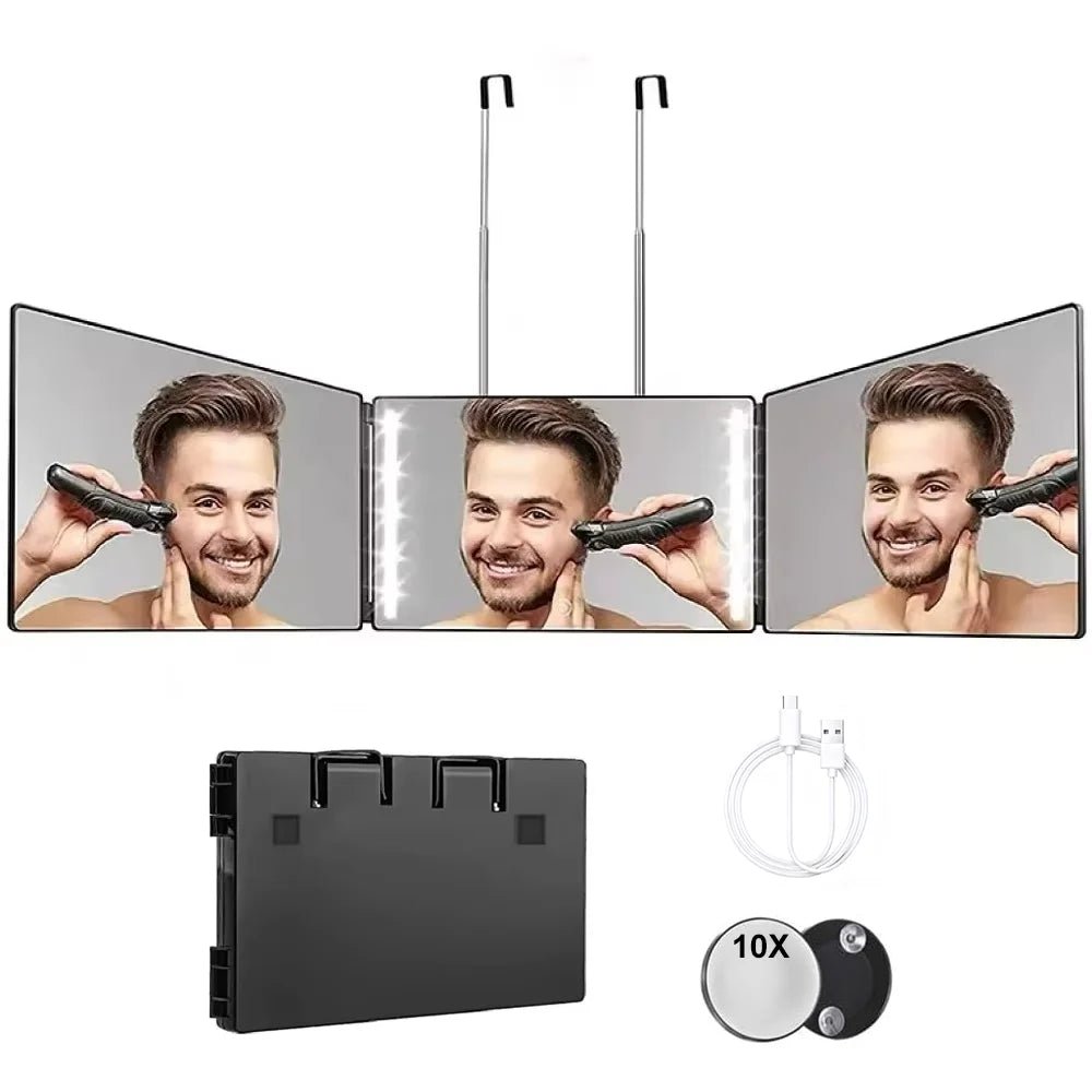 Miroir Triptyque 360° Ajustable pour Auto - Coupe - Pliable et Portable - Tondeuse professionnelle - LaTondeuse.com