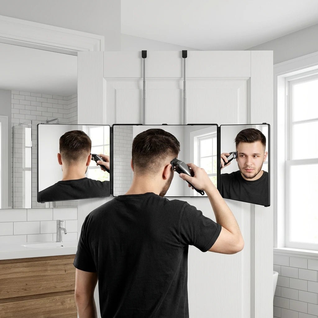 Miroir Triptyque 360° Ajustable pour Auto - Coupe - Pliable et Portable - Tondeuse professionnelle - LaTondeuse.com