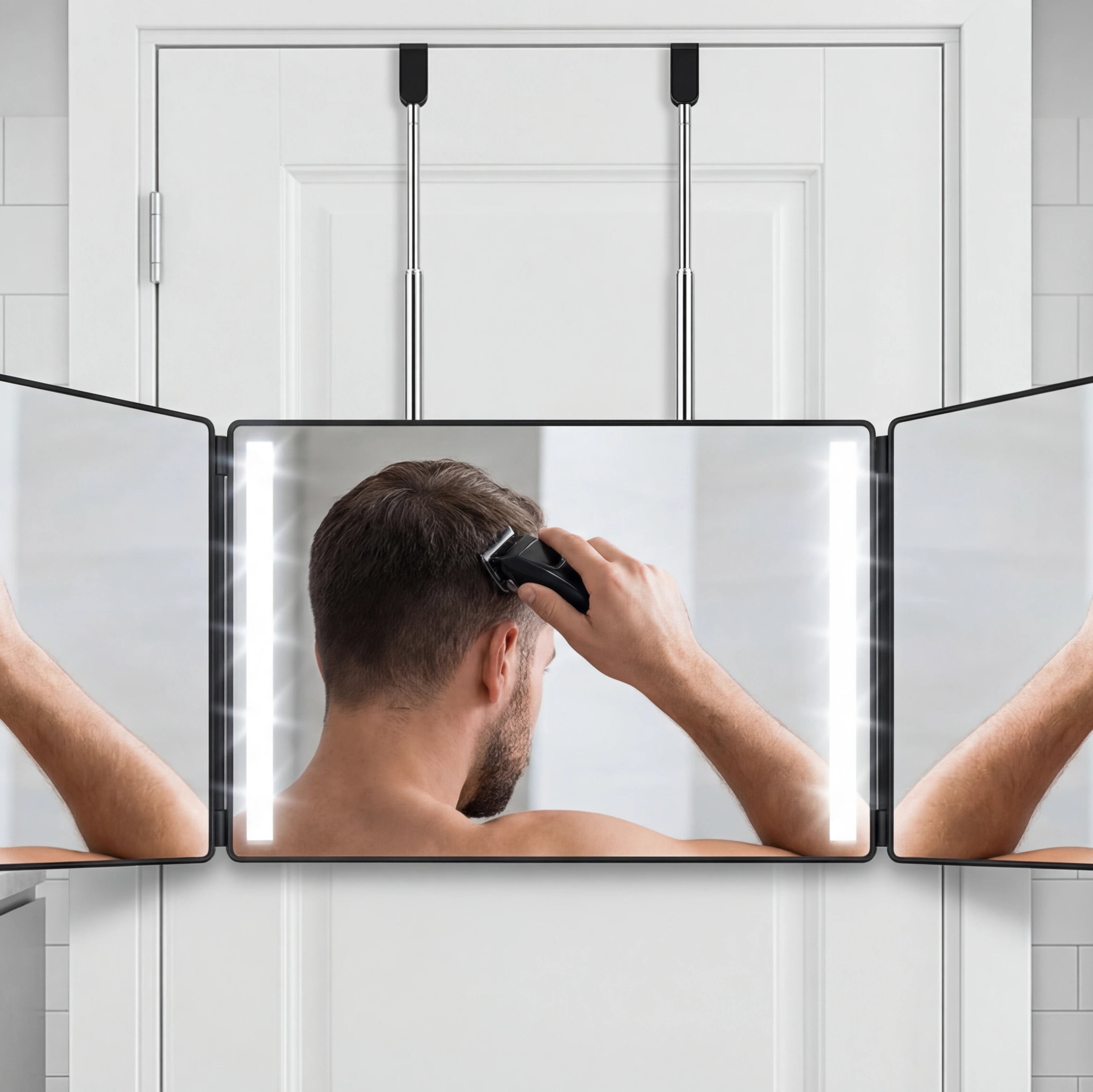 Miroir Triptyque 360° Ajustable pour Auto - Coupe - Pliable et Portable - Tondeuse professionnelle - LaTondeuse.com