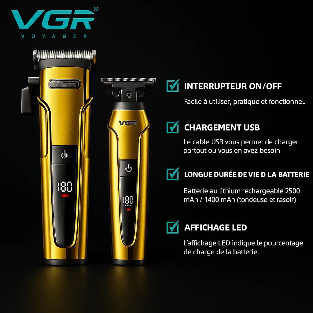 Set tondeuses professionnelles 3 - en - 1 VGR – Rasoir, Taille - Barbe & Précision - Tondeuse professionnelle - LaTondeuse.com