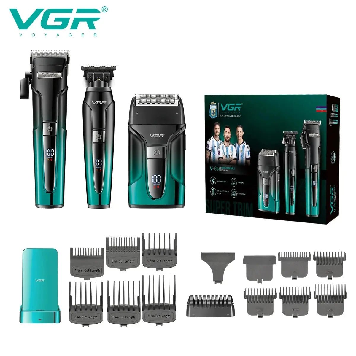Set tondeuses professionnelles 3 - en - 1 VGR – Rasoir, Taille - Barbe & Précision - Tondeuse professionnelle - LaTondeuse.com
