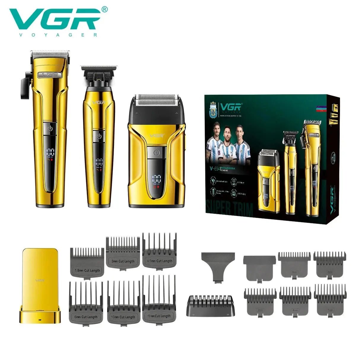 Set tondeuses professionnelles 3 - en - 1 VGR – Rasoir, Taille - Barbe & Précision - Tondeuse professionnelle - LaTondeuse.com
