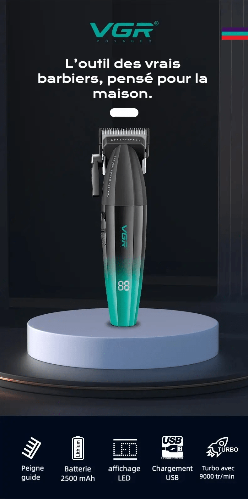 VGR V - 003 tondeuse professionnelle silencieuse – Puissante & précise - Tondeuse professionnelle - LaTondeuse.com