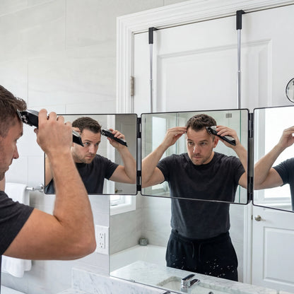 Miroir Triptyque 360° Ajustable pour Auto - Coupe - Pliable et Portable - Tondeuse professionnelle - LaTondeuse.com