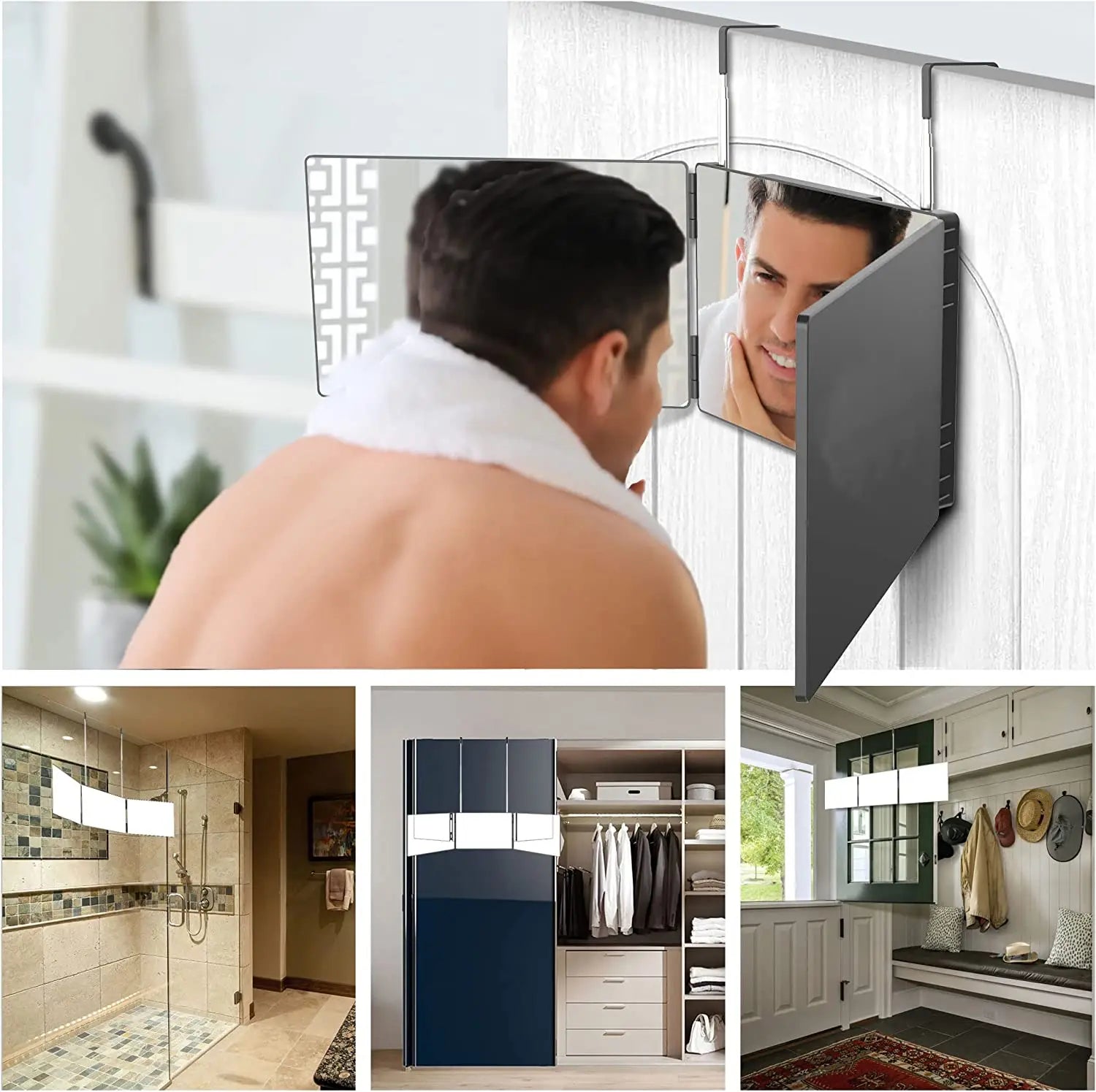 Miroir Triptyque 360° Ajustable pour Auto - Coupe - Pliable et Portable - Tondeuse professionnelle - LaTondeuse.com